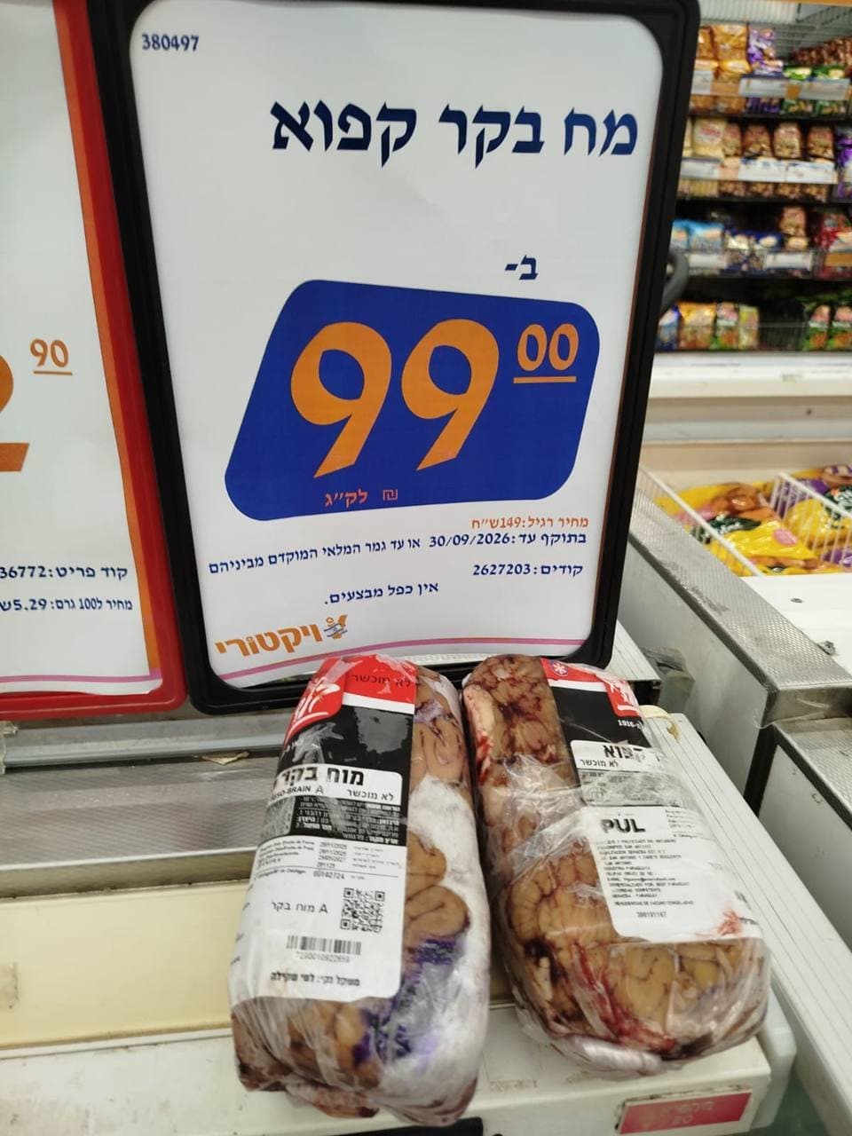מוח בקר קפוא זיזי